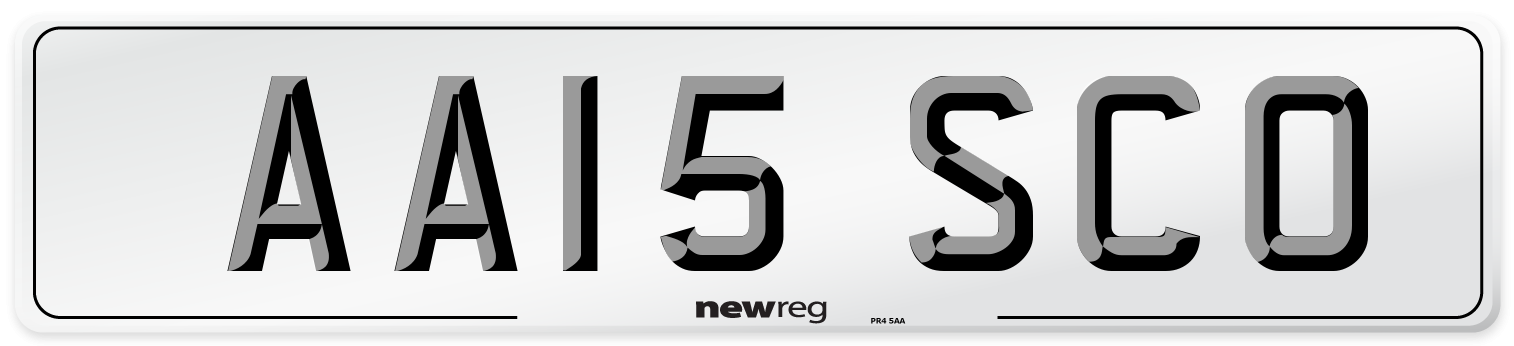 AA15 SCO Number Plate from New Reg